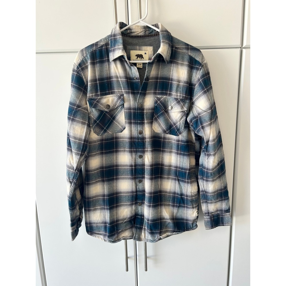 Dakota Grizzly Mens Blue Cream Plaid Flannel Shirt Thermal Lined Size M